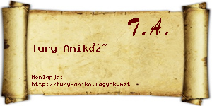Tury Anikó névjegykártya